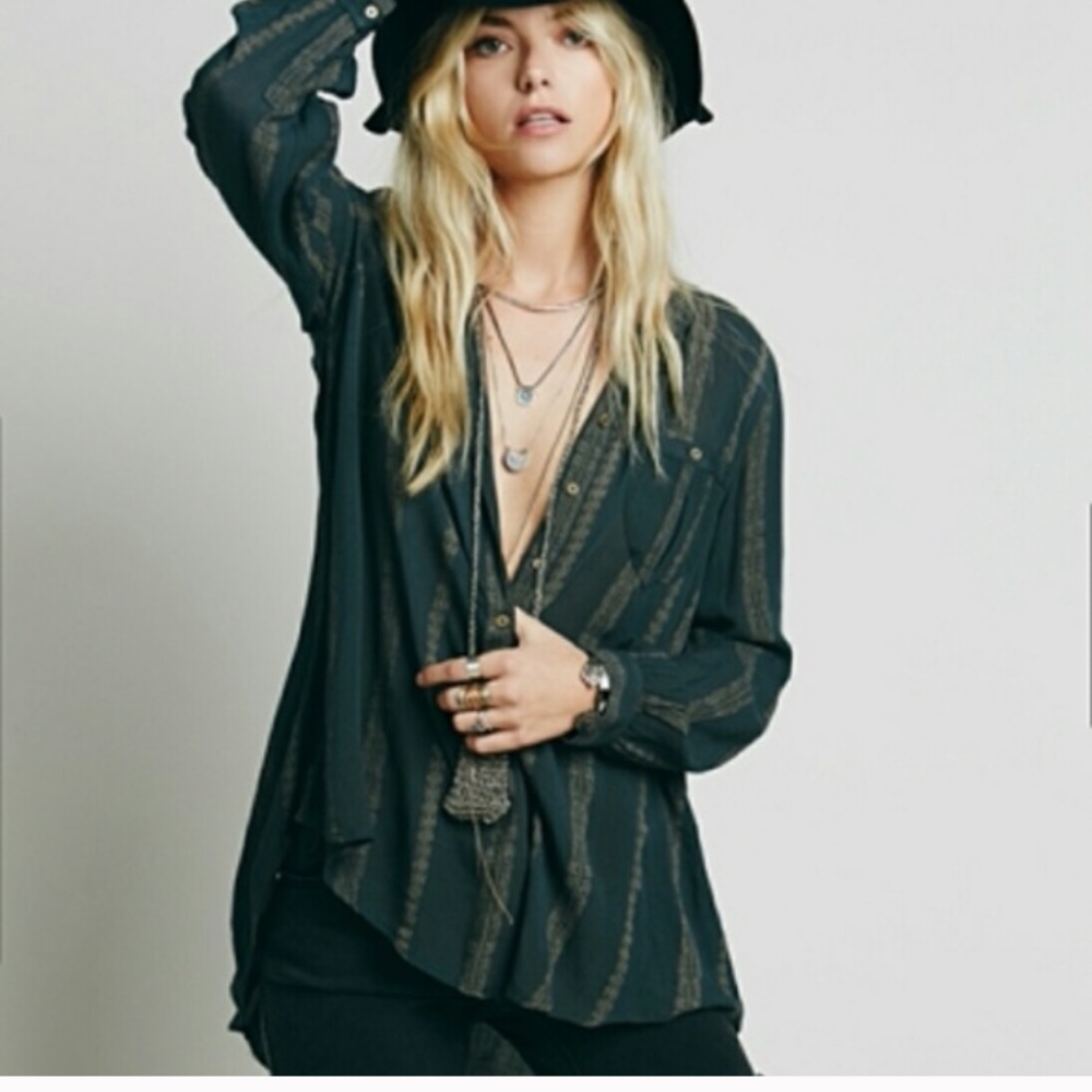Free People Shibori Gauze Pullover SZ XS